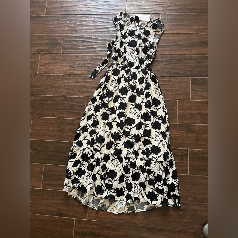 Floral Black and White Maxi Dress
